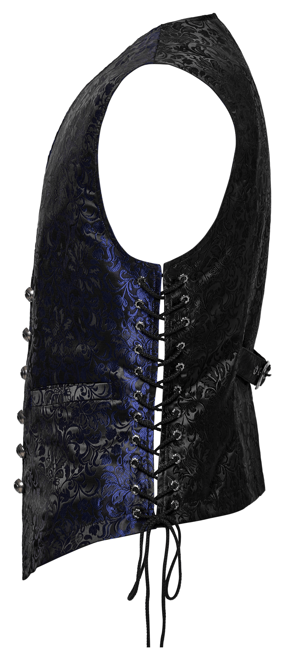 Gothic Brocade Men's Waistcoat with Leather Detail