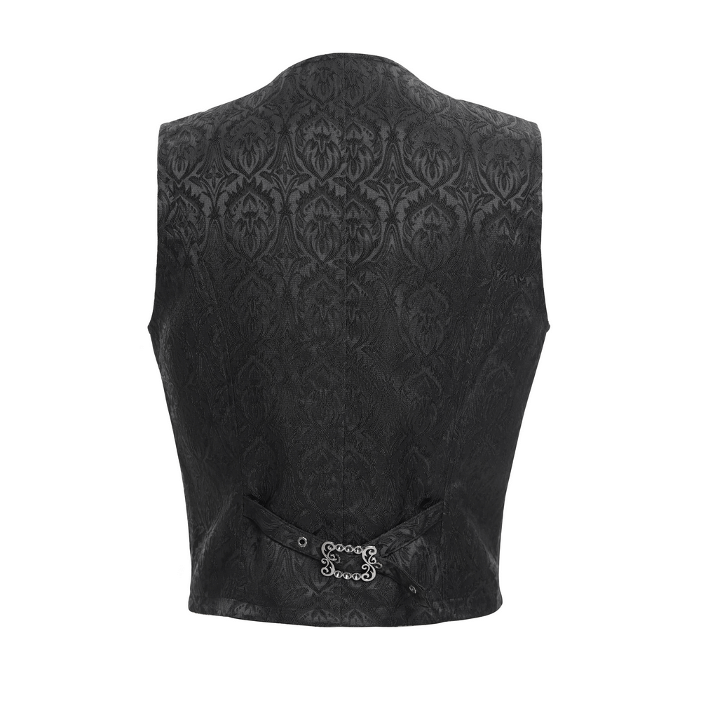 Gothic Brocade Waistcoat with Chains and Zip Front Detail