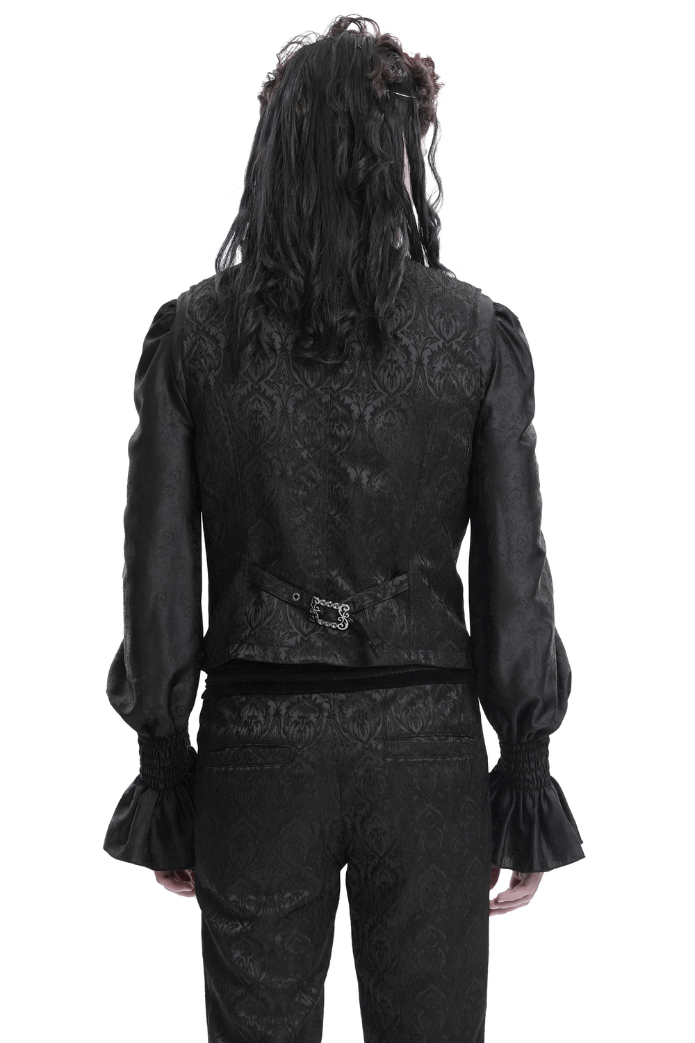 Gothic Brocade Waistcoat with Chains and Zip Front Detail