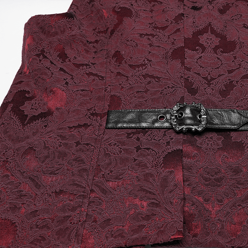 Gothic Brocade Waistcoat with Leather Buckles and Lapel