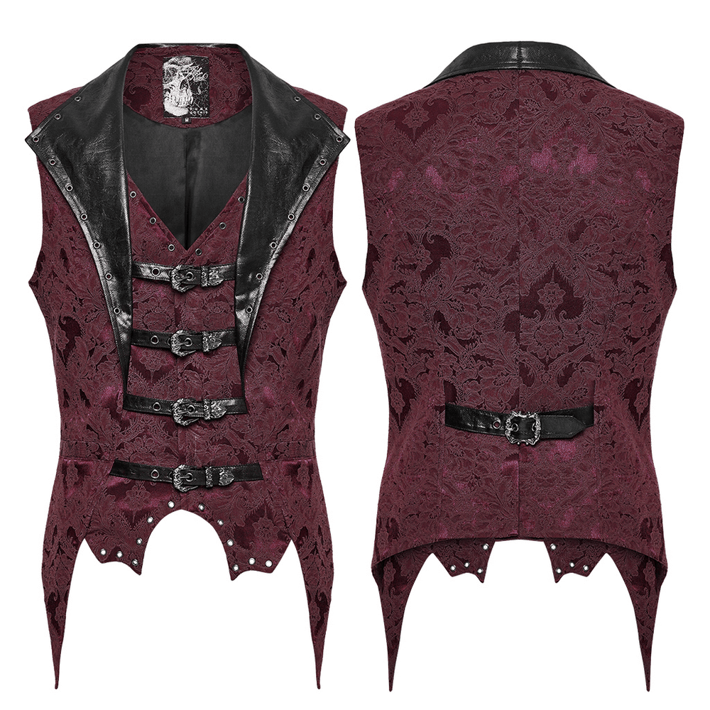 Gothic Brocade Waistcoat with Leather Buckles and Lapel