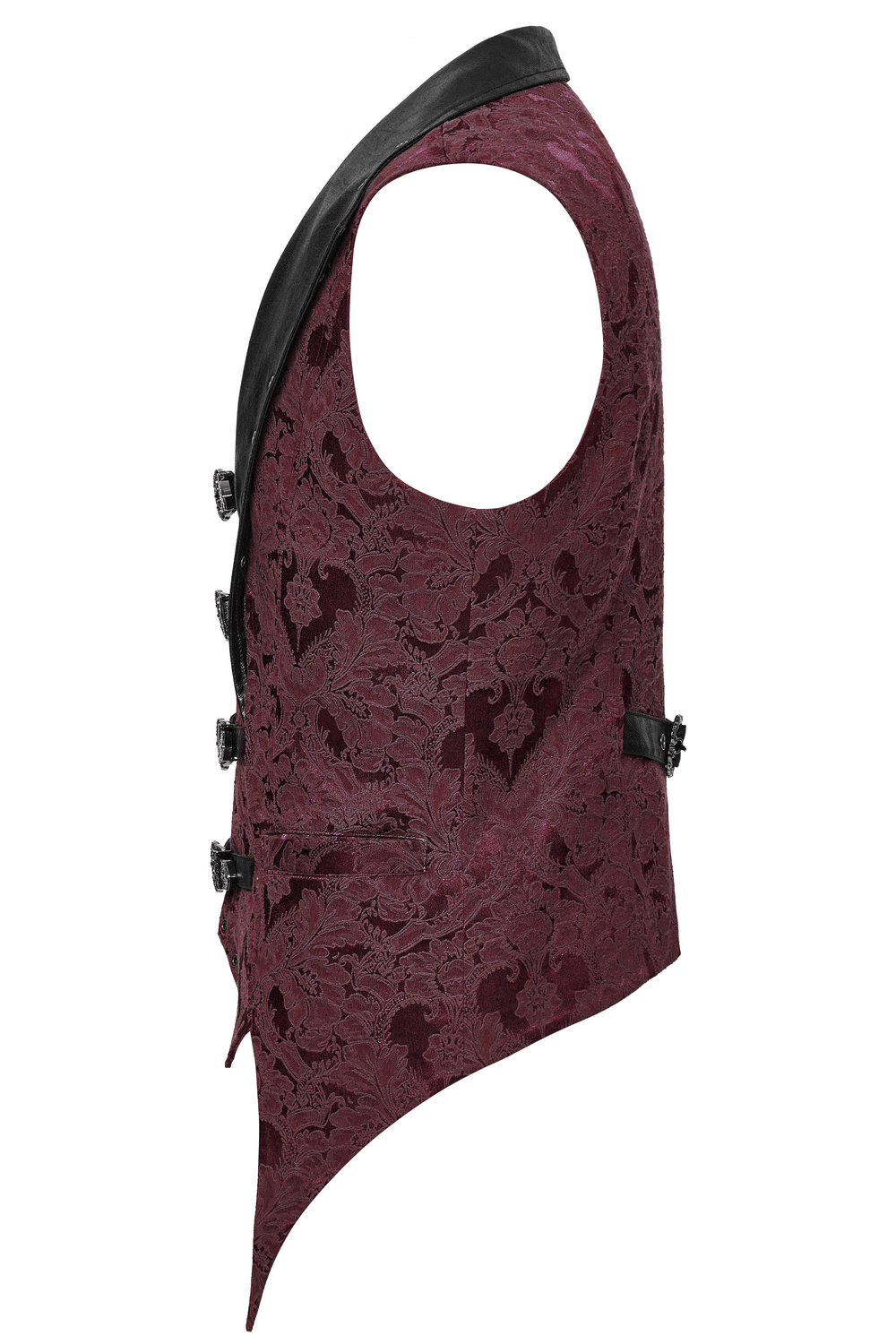 Gothic Brocade Waistcoat with Leather Buckles and Lapel