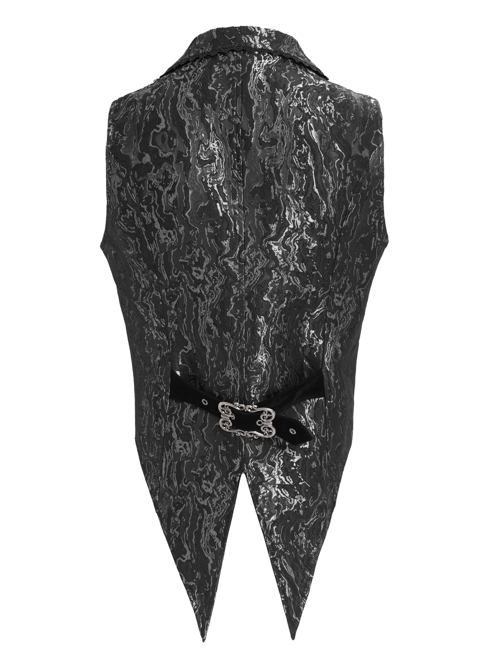 Gothic Brocade Waistcoat with Metal Clasps and High Collar