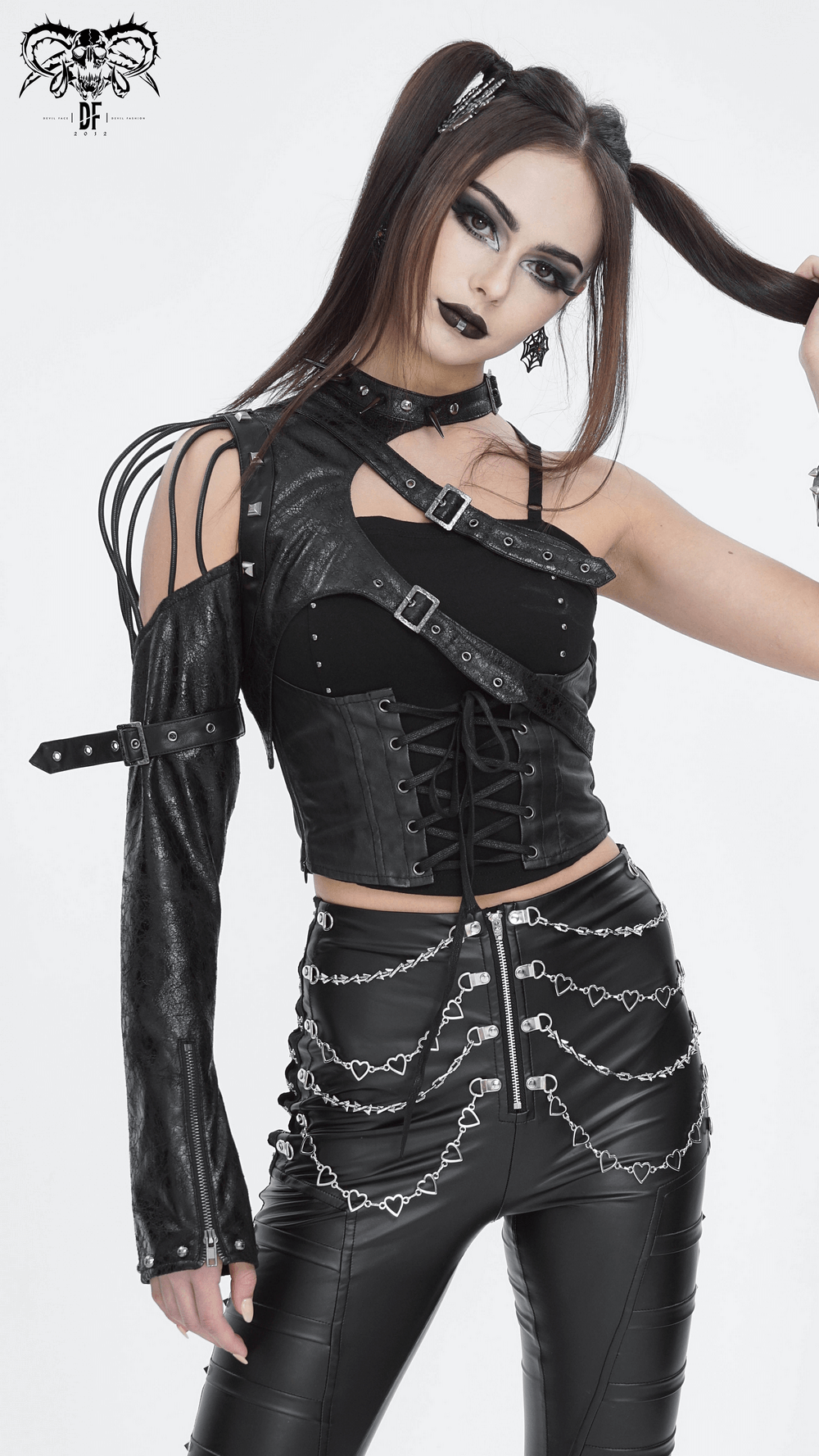 Gothic Buckled One Shoulder Accessory for Bold Outfits