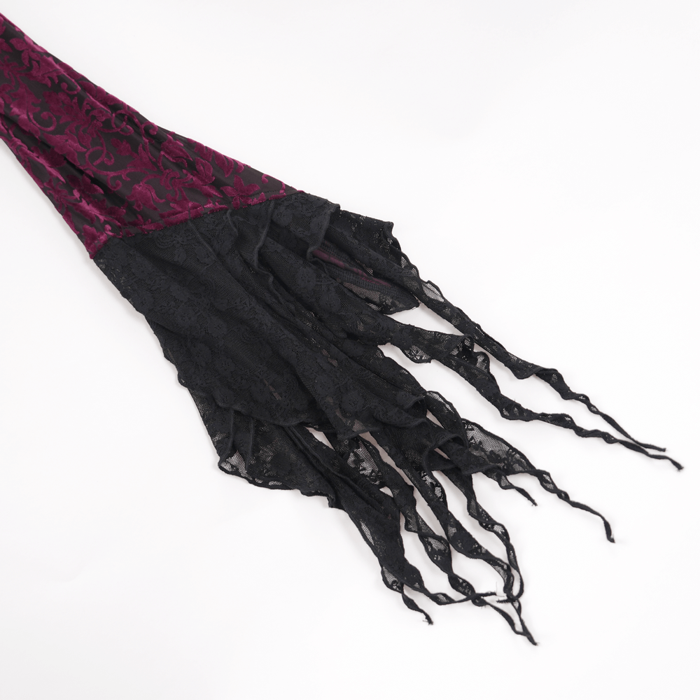 Gothic Burgundy Lace Bolero with Victorian Bell Sleeves