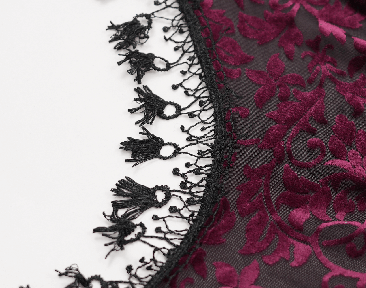 Gothic Burgundy Lace Bolero with Victorian Bell Sleeves