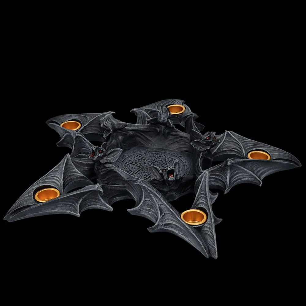 Gothic Candle Holder with Bats for Halloween Decor
