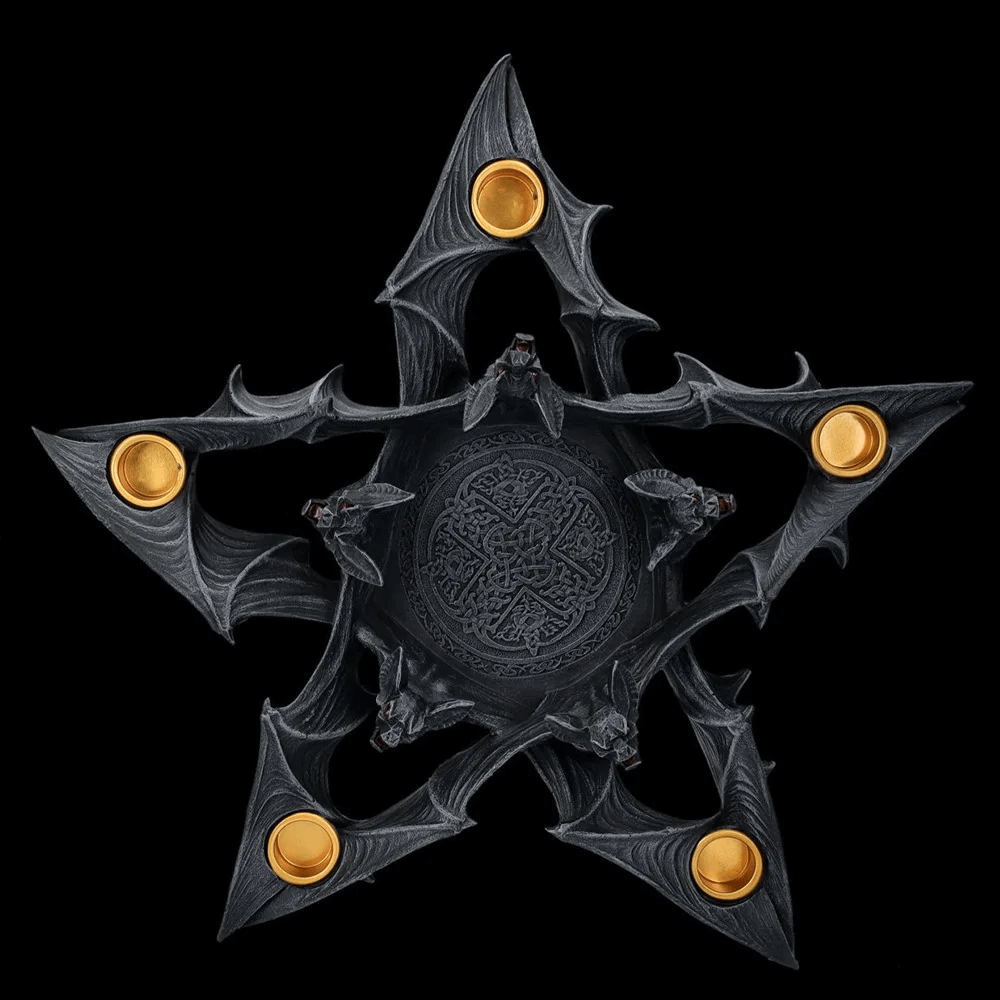 Gothic Candle Holder with Bats for Halloween Decor