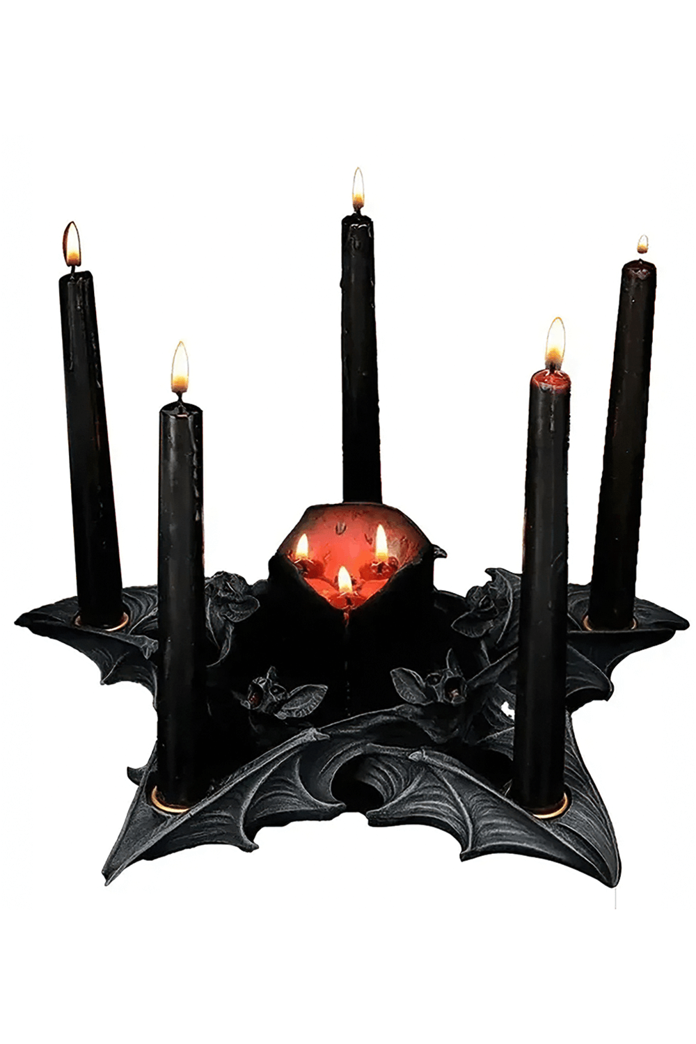 Gothic Candle Holder with Bats for Halloween Decor