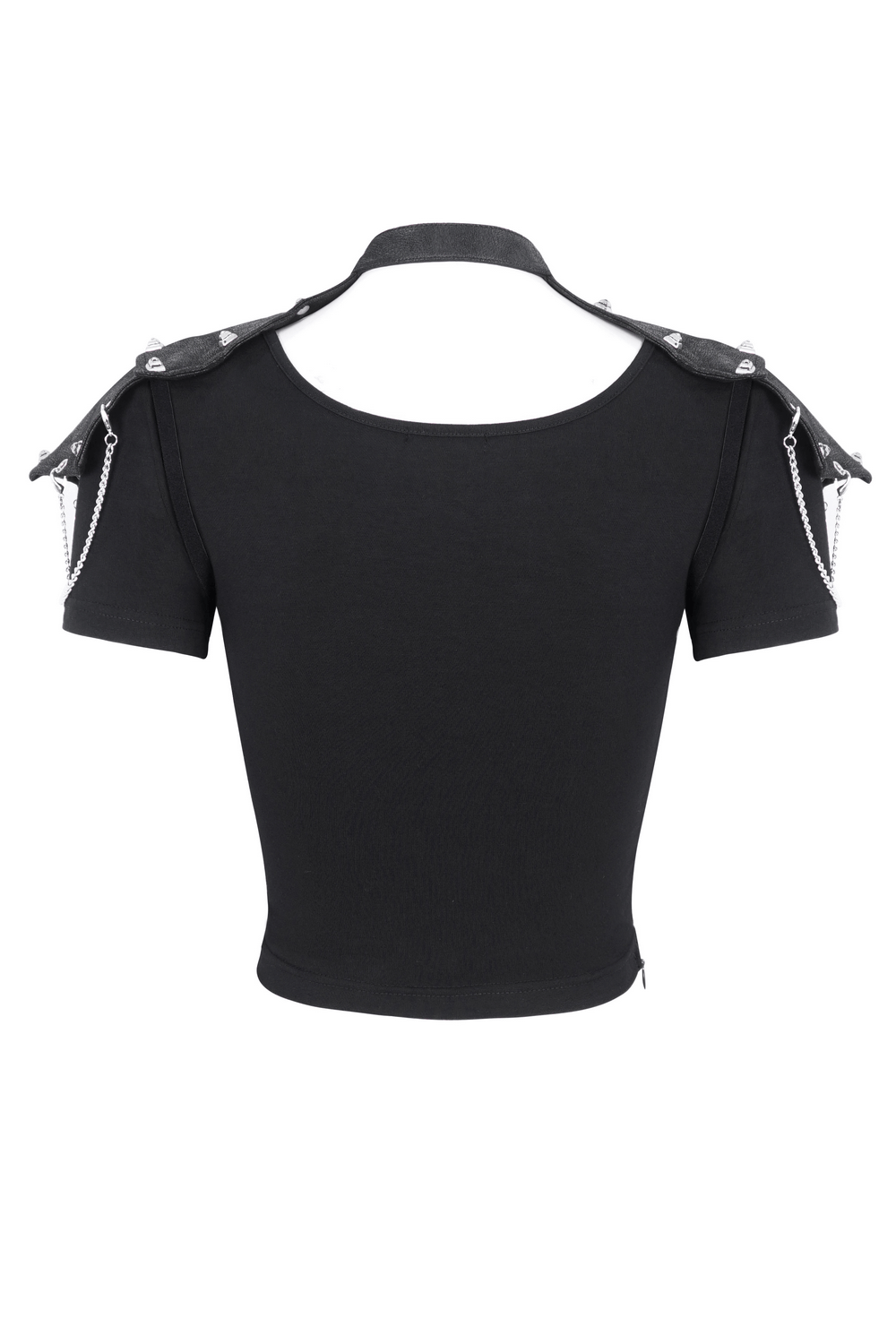 Gothic Chain Detail Crop Top with Shoulders Accessory
