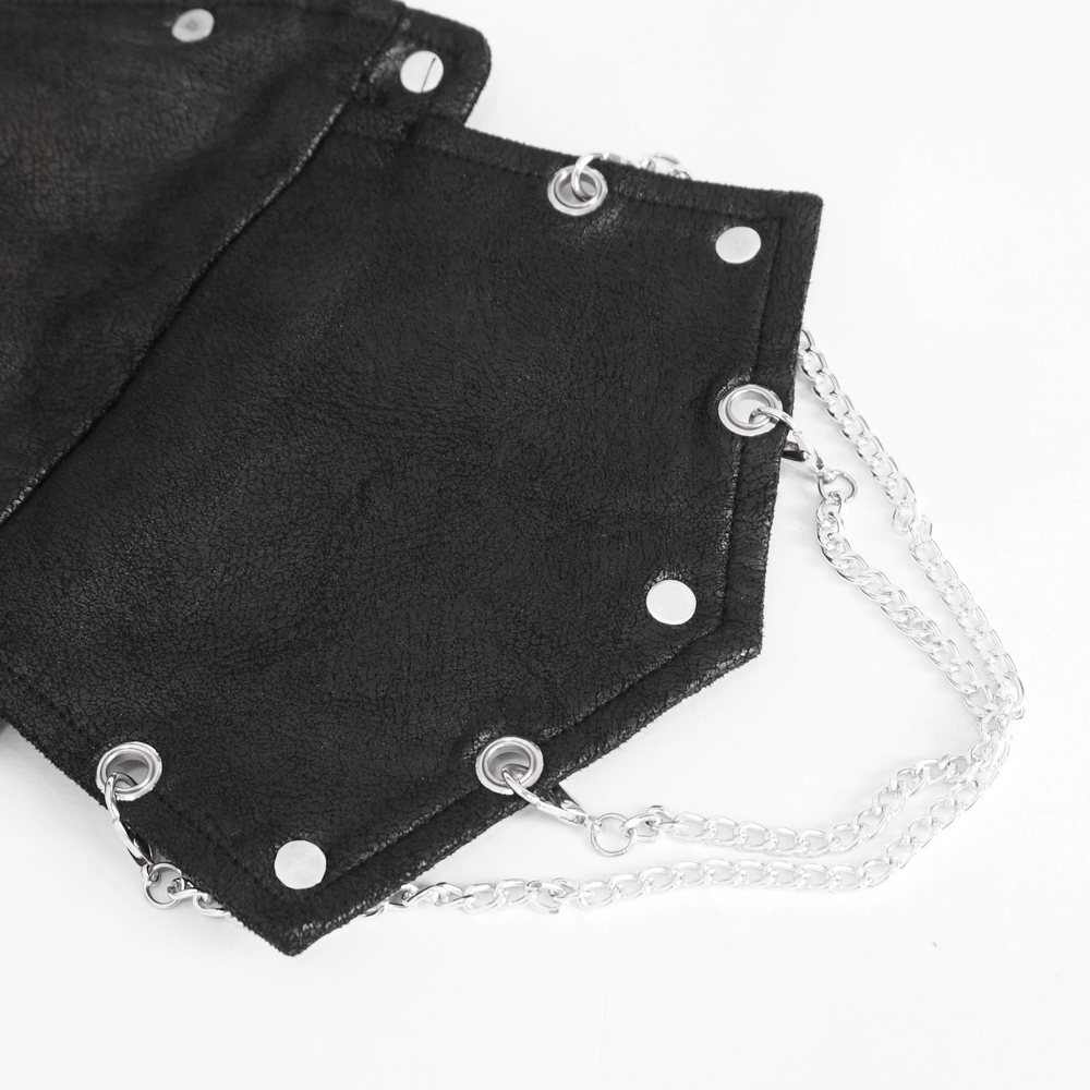 Gothic Chain Detail Crop Top with Shoulders Accessory