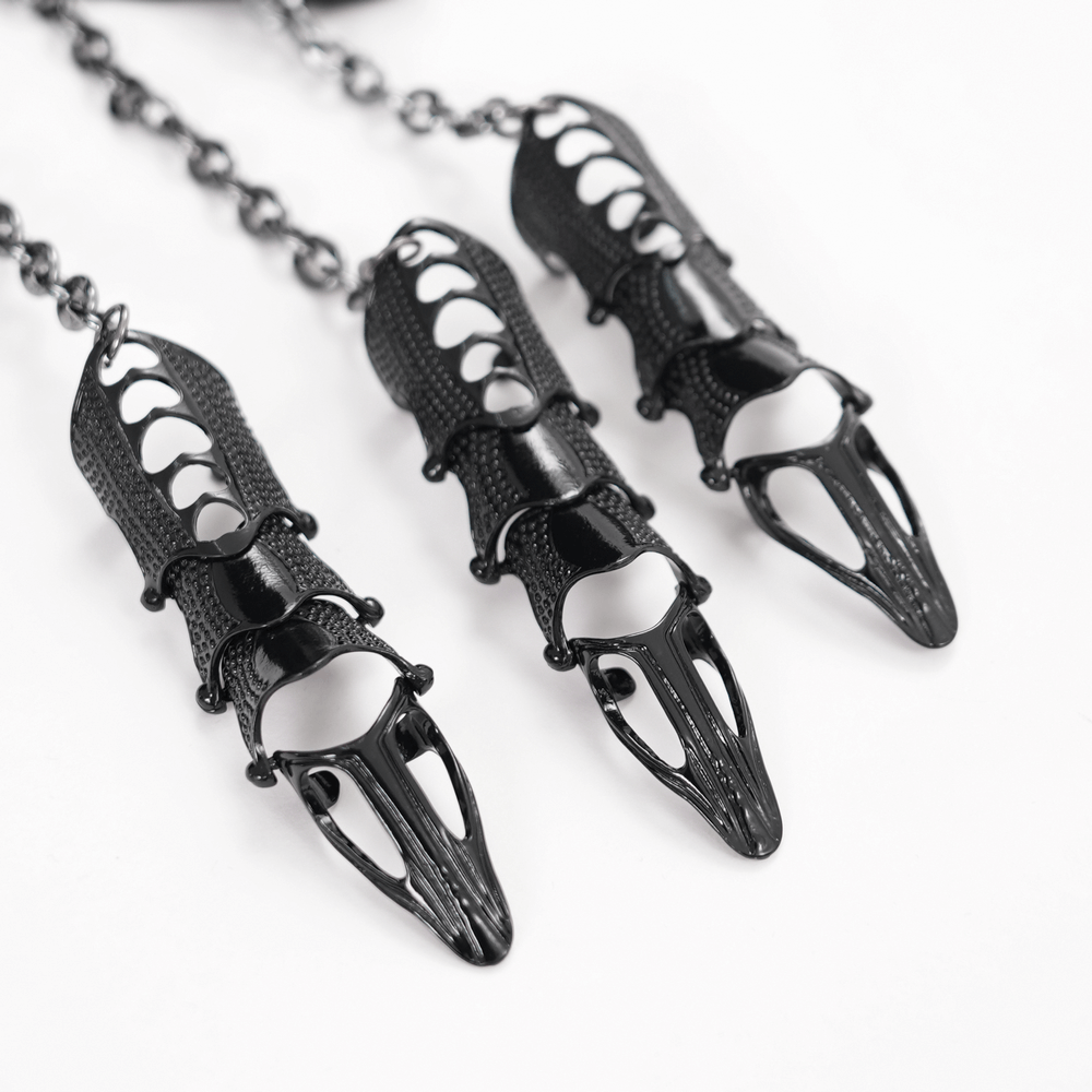 Gothic Chain-Link Finger Claws and Leather Wrist Cuff