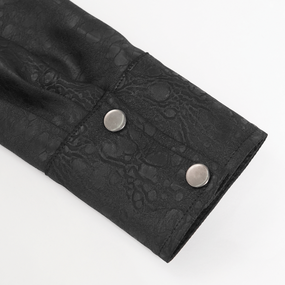 Gothic Chain Shirt with Metal Buckles and Textured Design