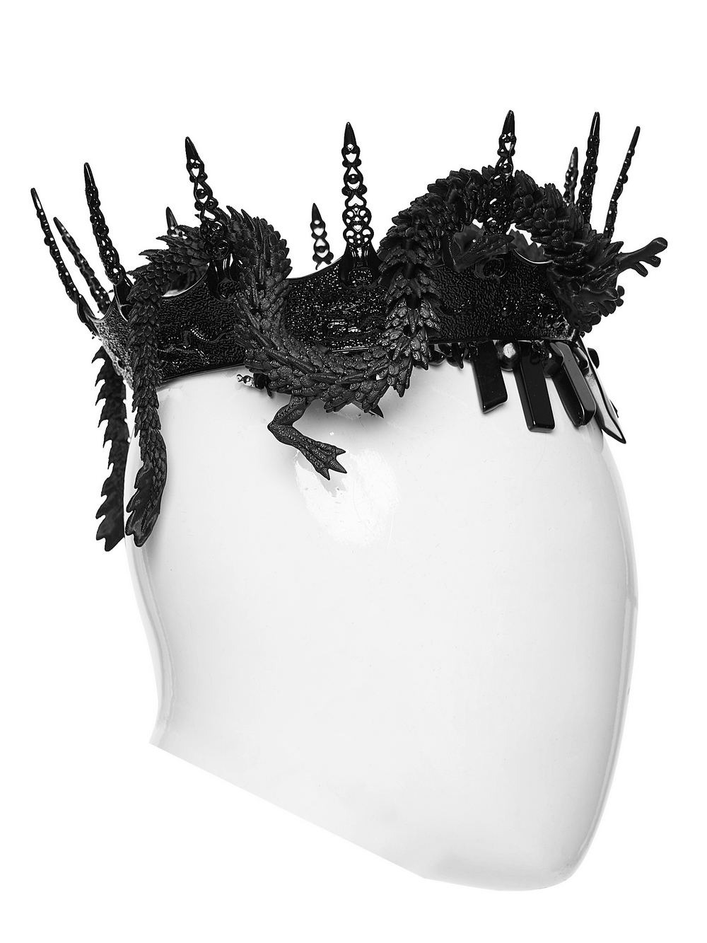 Gothic Coiling Dragon Crown with Crystal Columns