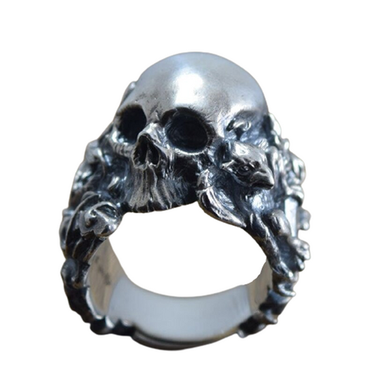 Gothic Cool Ring with Skeleton / Stainless Steel Guitar Flower Skull Ring