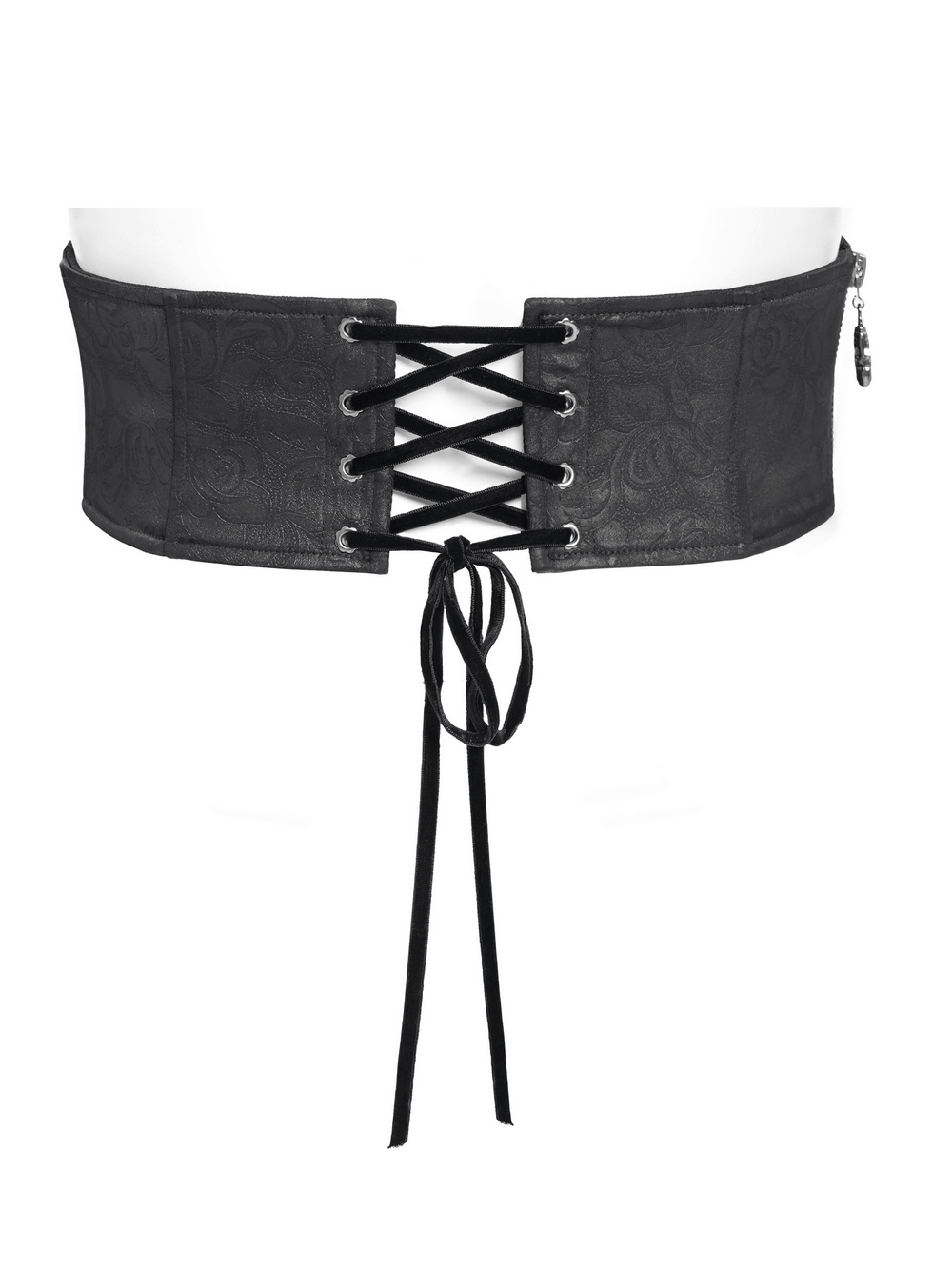 Gothic Corset Belt with Bat Wings and Cross Embroidery