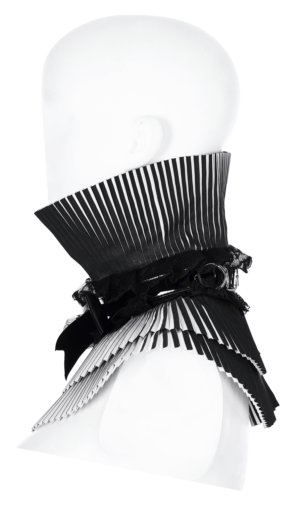 Gothic Crimped Detachable Bow Collar for Women