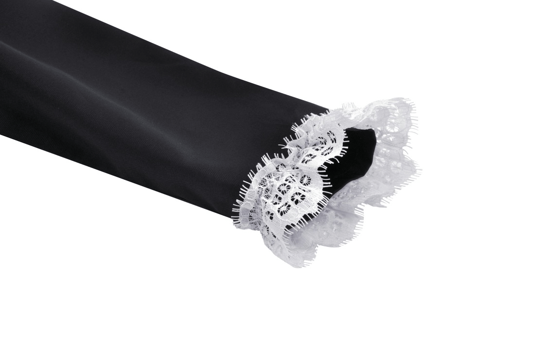 Gothic Cropped Lace Short Jacket with White Ruffle Collar