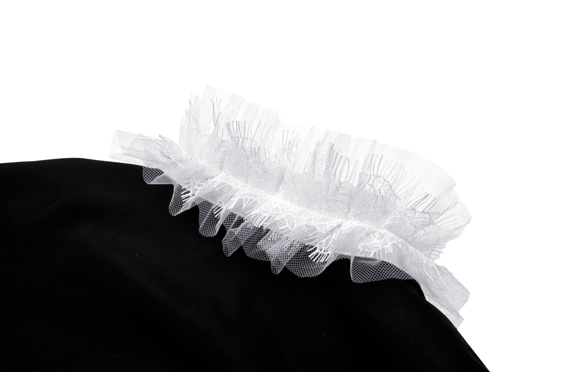 Gothic Cropped Lace Short Jacket with White Ruffle Collar