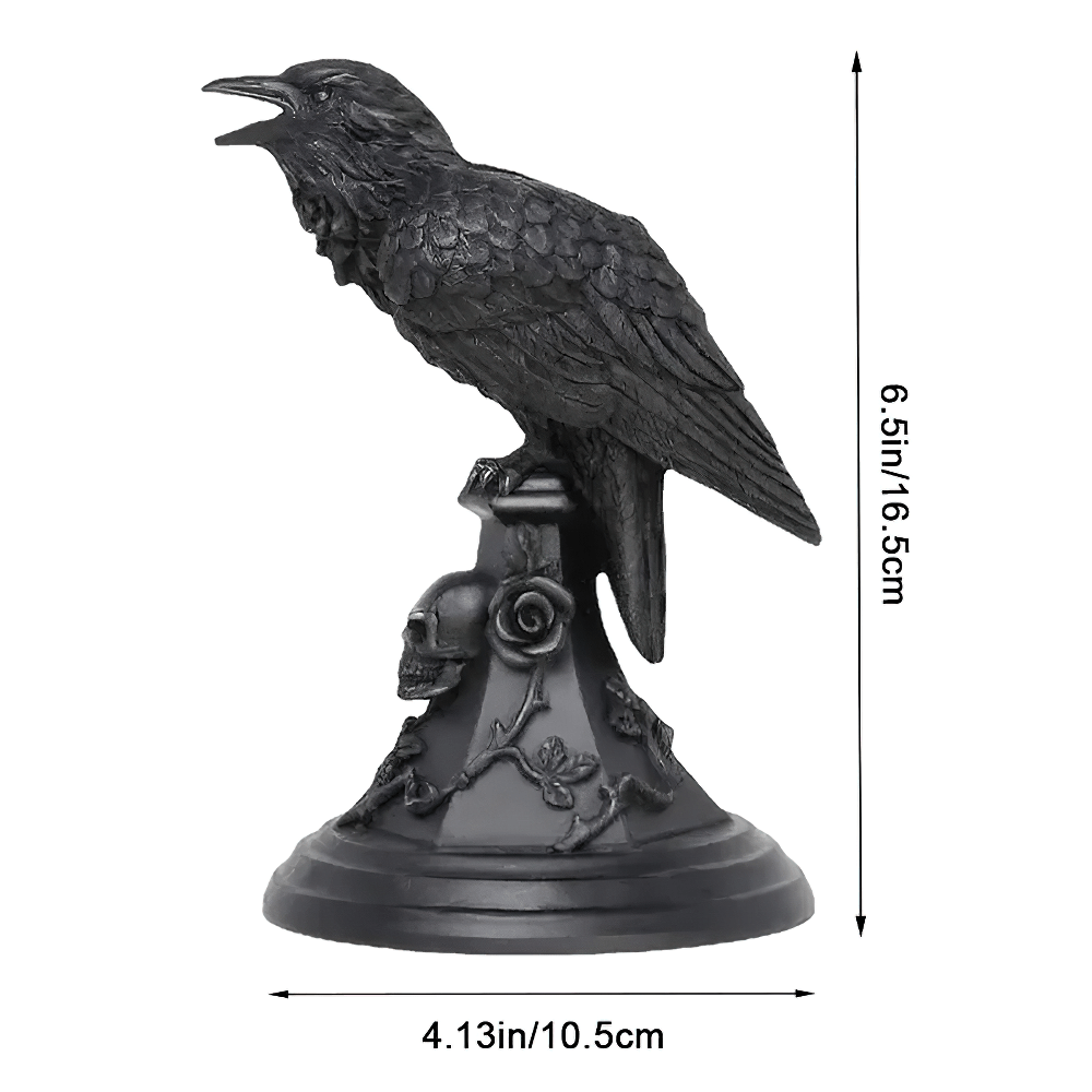Gothic Crow Candle Holder with Skull Base for Decoration