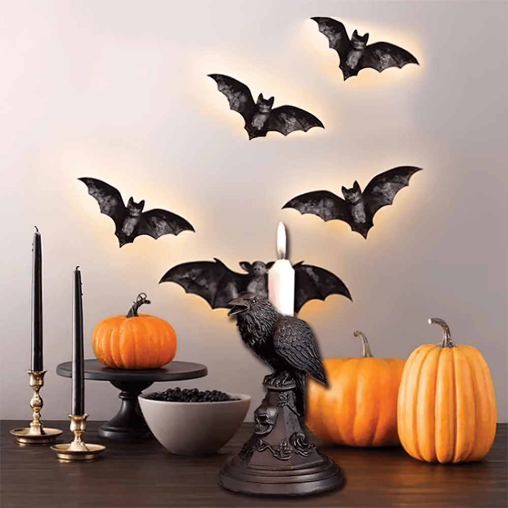 Gothic Crow Candle Holder with Skull Base for Decoration