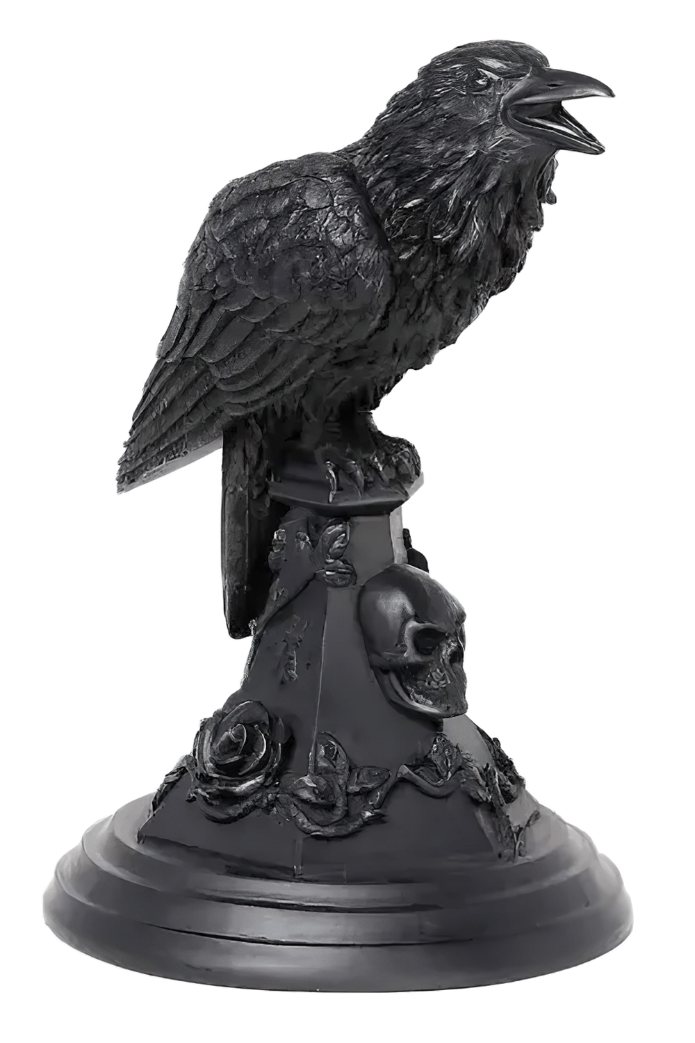 Gothic Crow Candle Holder with Skull Base for Decoration