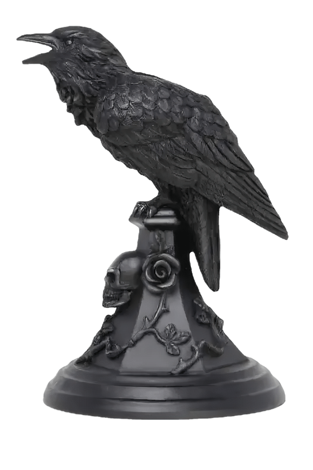 Gothic Crow Candle Holder with Skull Base for Decoration