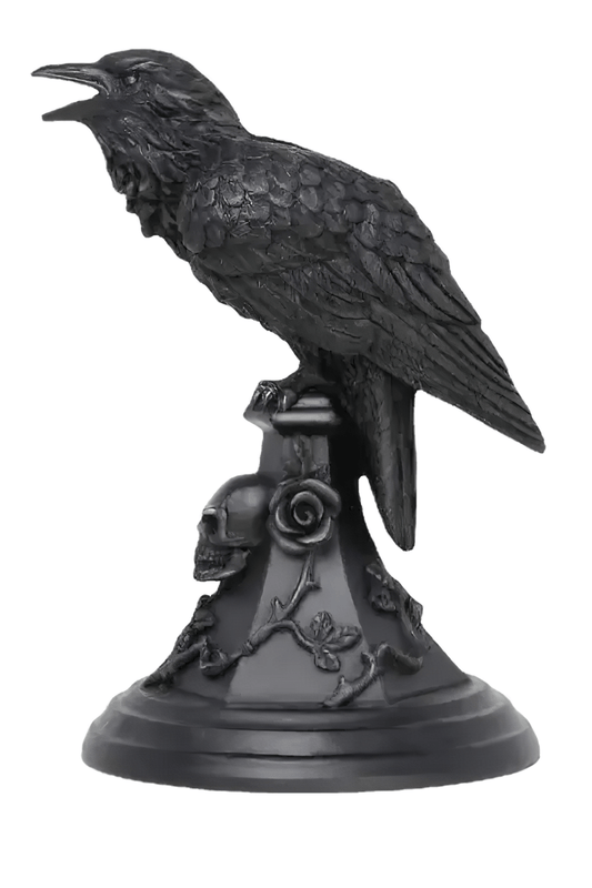 Gothic Crow Candle Holder with Skull Base for Decoration