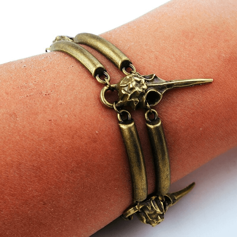 Gothic Crow Skull Bracelet For Men and Women / Vintage Mystery Witch Bracelets
