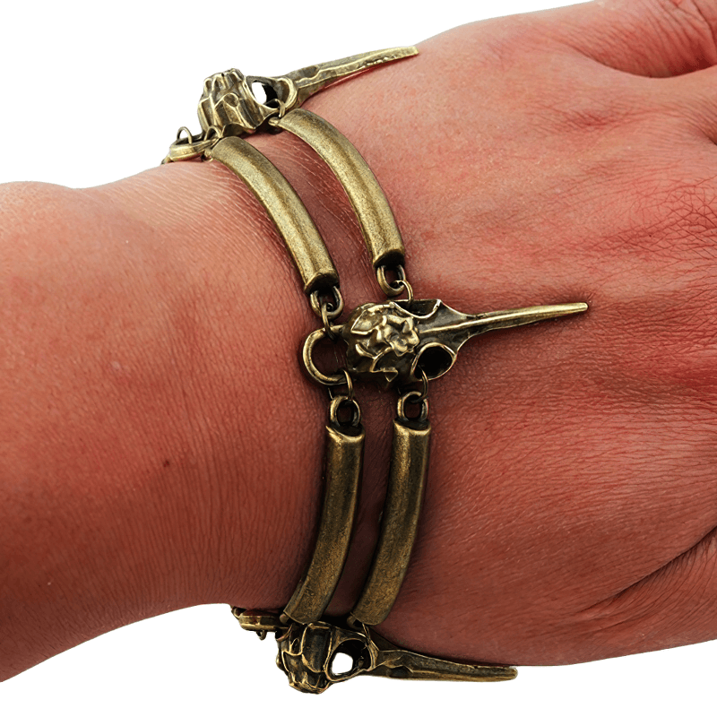 Gothic Crow Skull Bracelet For Men and Women / Vintage Mystery Witch Bracelets