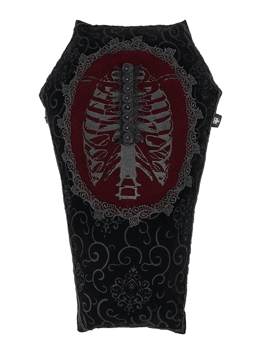 Gothic Dark Coffin-Shaped Cushion With Noble-Elegant Finish / Super Soft Pillow With T-Lace Trim