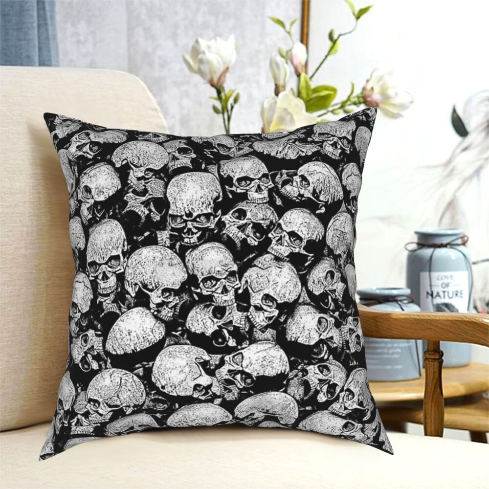 Gothic Decorative Pillowcover with print Skulls / Home Polyester Pillow with Double-sided Printing