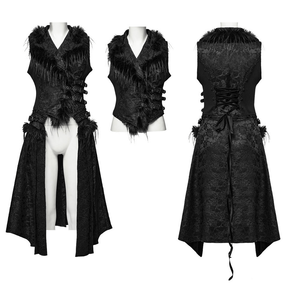 Gothic Detachable Jacquard Vest with Fleece Accents