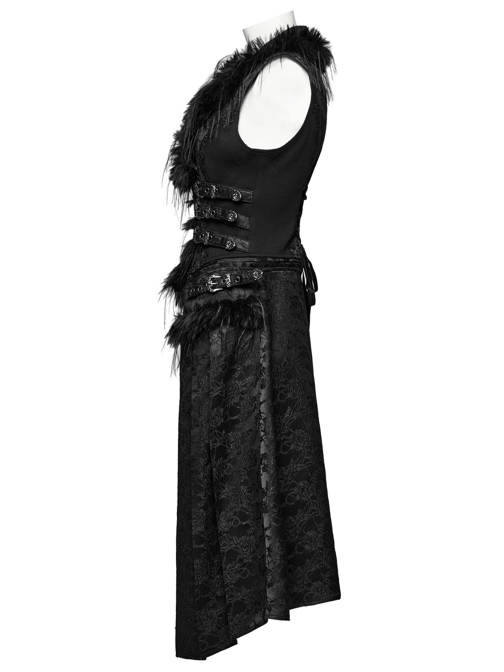 Gothic Detachable Jacquard Vest with Fleece Accents