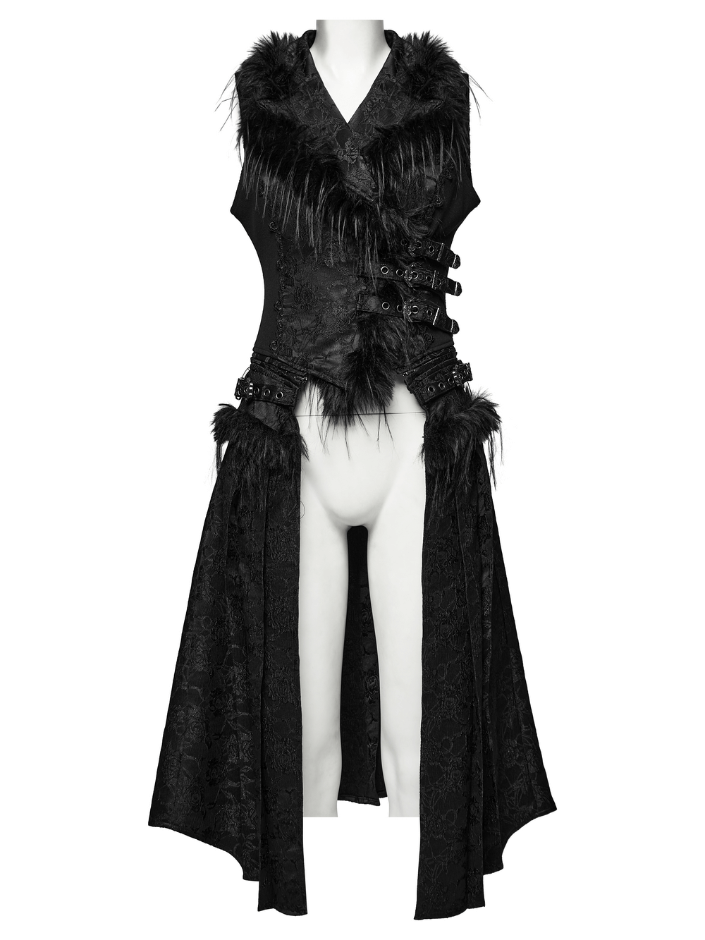 Gothic Detachable Jacquard Vest with Fleece Accents
