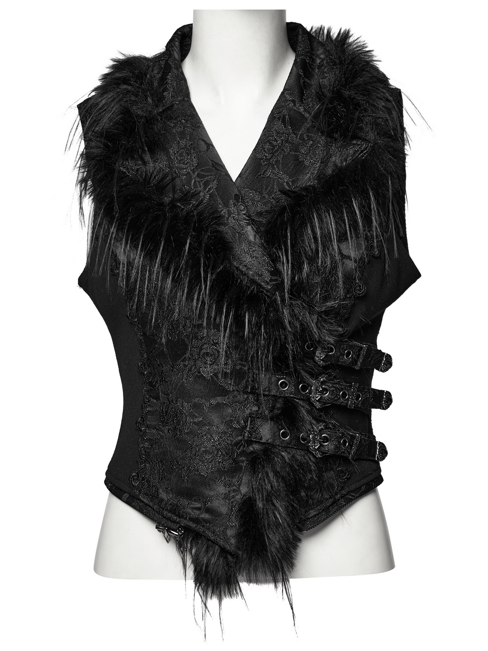 Gothic Detachable Jacquard Vest with Fleece Accents