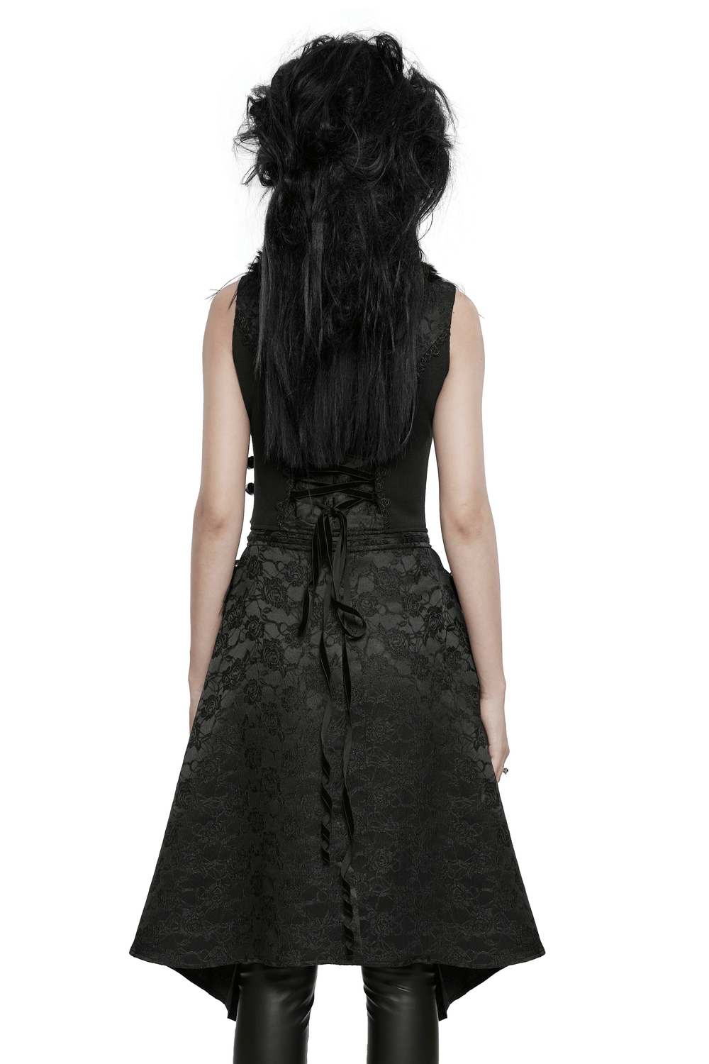 Gothic Detachable Jacquard Vest with Fleece Accents