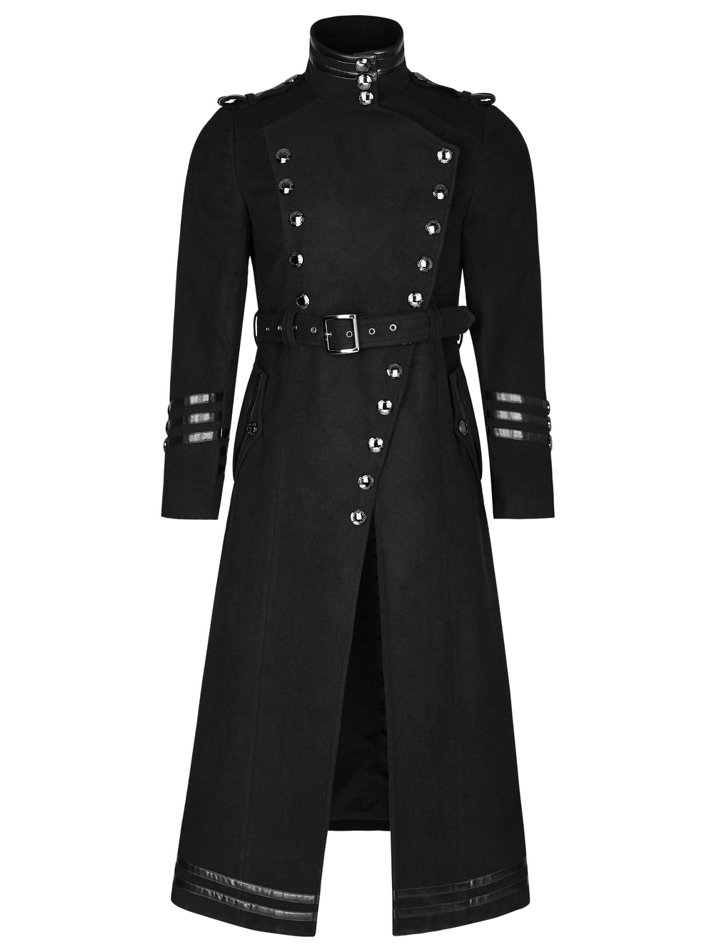 Gothic Double-Breasted Coat with Belt and Metal Accents