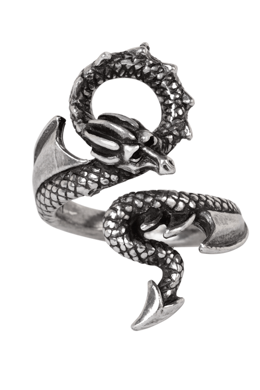 Gothic Dragon Lure Ring in English Antiqued Pewter