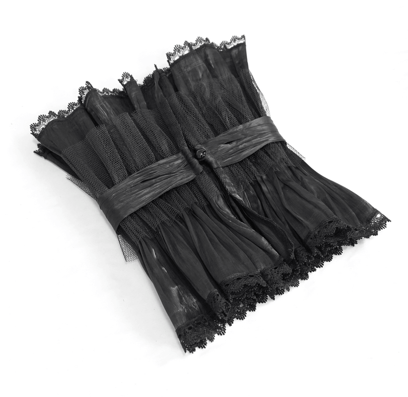 Gothic Drape Mesh Neckwear With Brooch / Unisex Lace High Collar in Punk Style