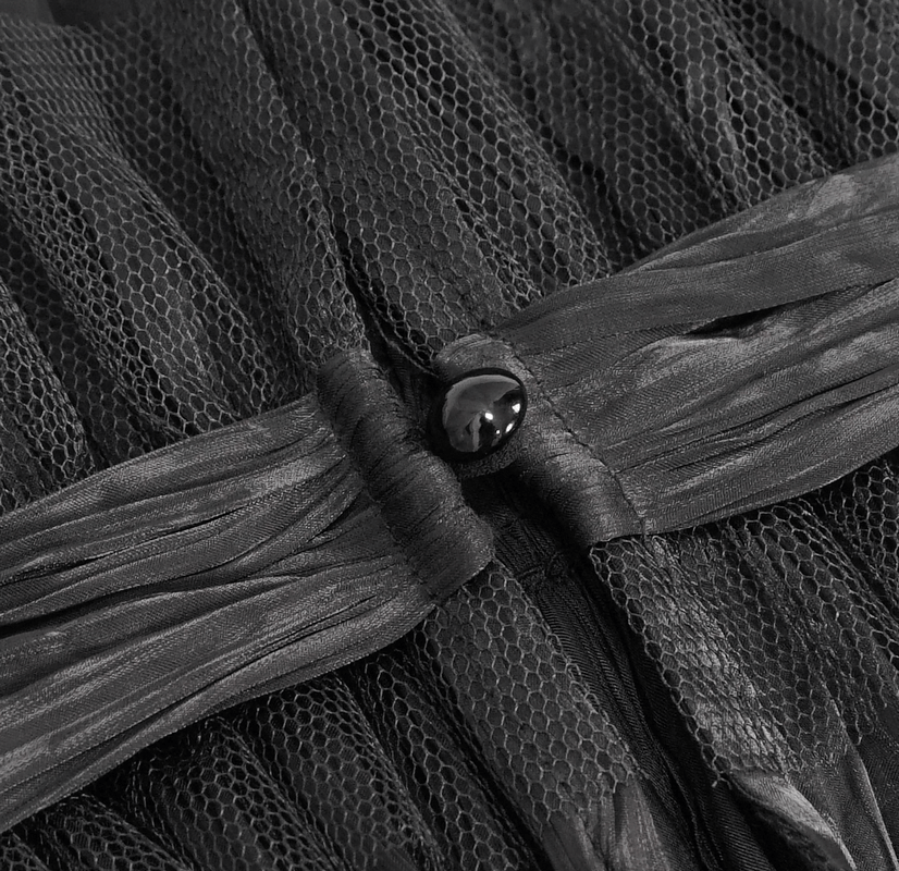 Gothic Drape Mesh Neckwear With Brooch / Unisex Lace High Collar in Punk Style