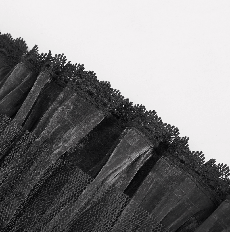 Gothic Drape Mesh Neckwear With Brooch / Unisex Lace High Collar in Punk Style