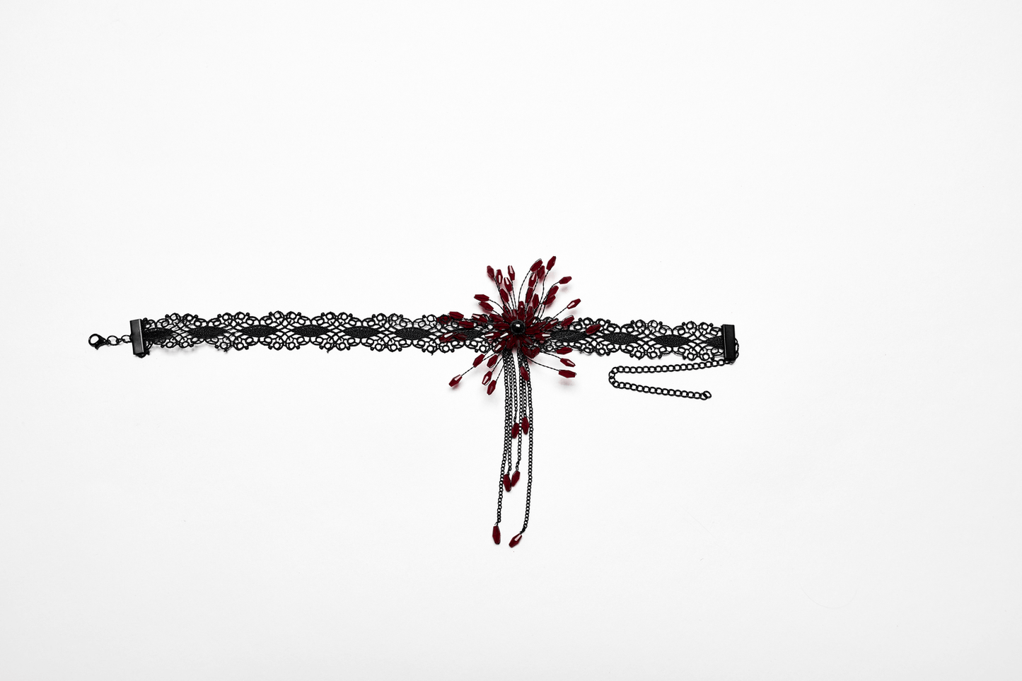 Gothic Edgy Lace Vampire Blood Choker with Flower