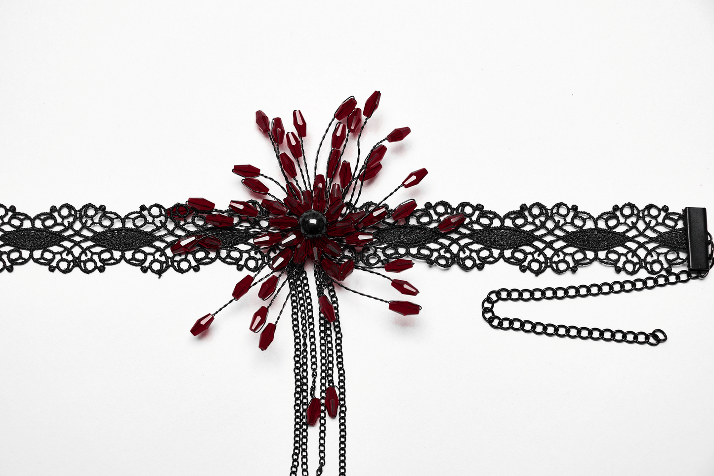 Gothic Edgy Lace Vampire Blood Choker with Flower