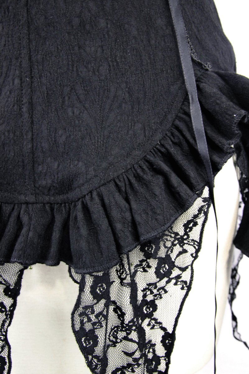 Gothic Elegant Black Deep V Shirt for Women / Vintage Long Sleeve Chiffon Blouses