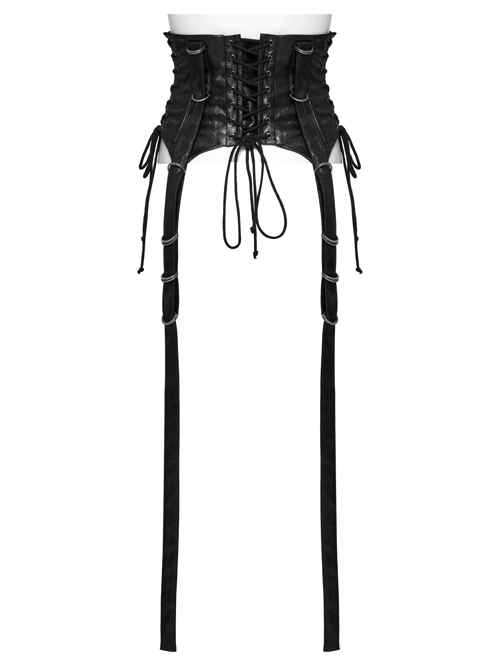 Gothic Faux Leather Corset with Straps and Metal Accents
