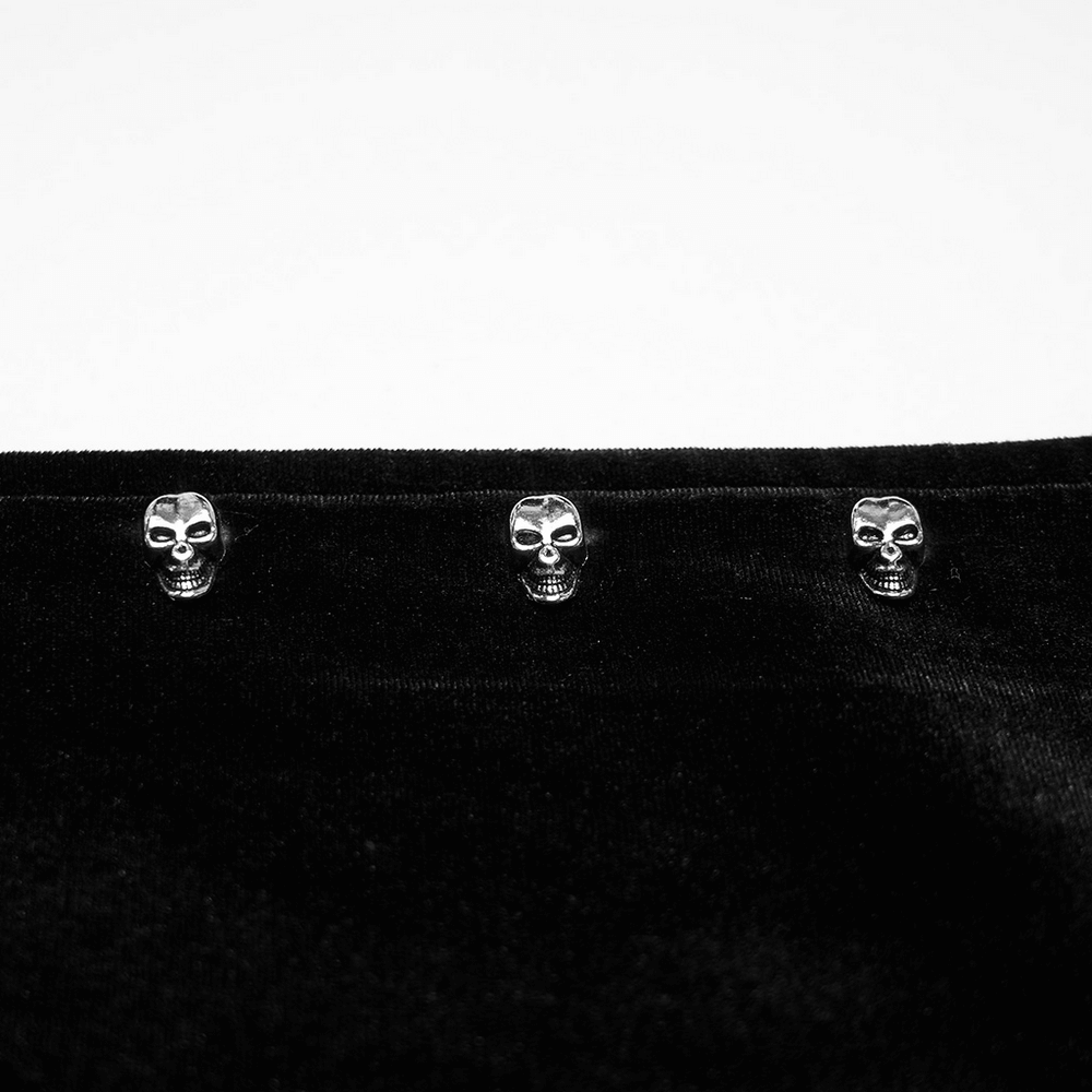 Gothic Faux Leather Jacket with Skull-Studded Brim