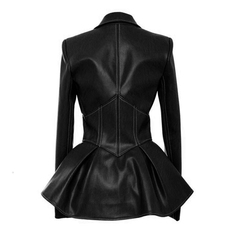 Gothic faux leather jacket / Women Alternative Fashion Outwear / Black Motorcycle Jackets