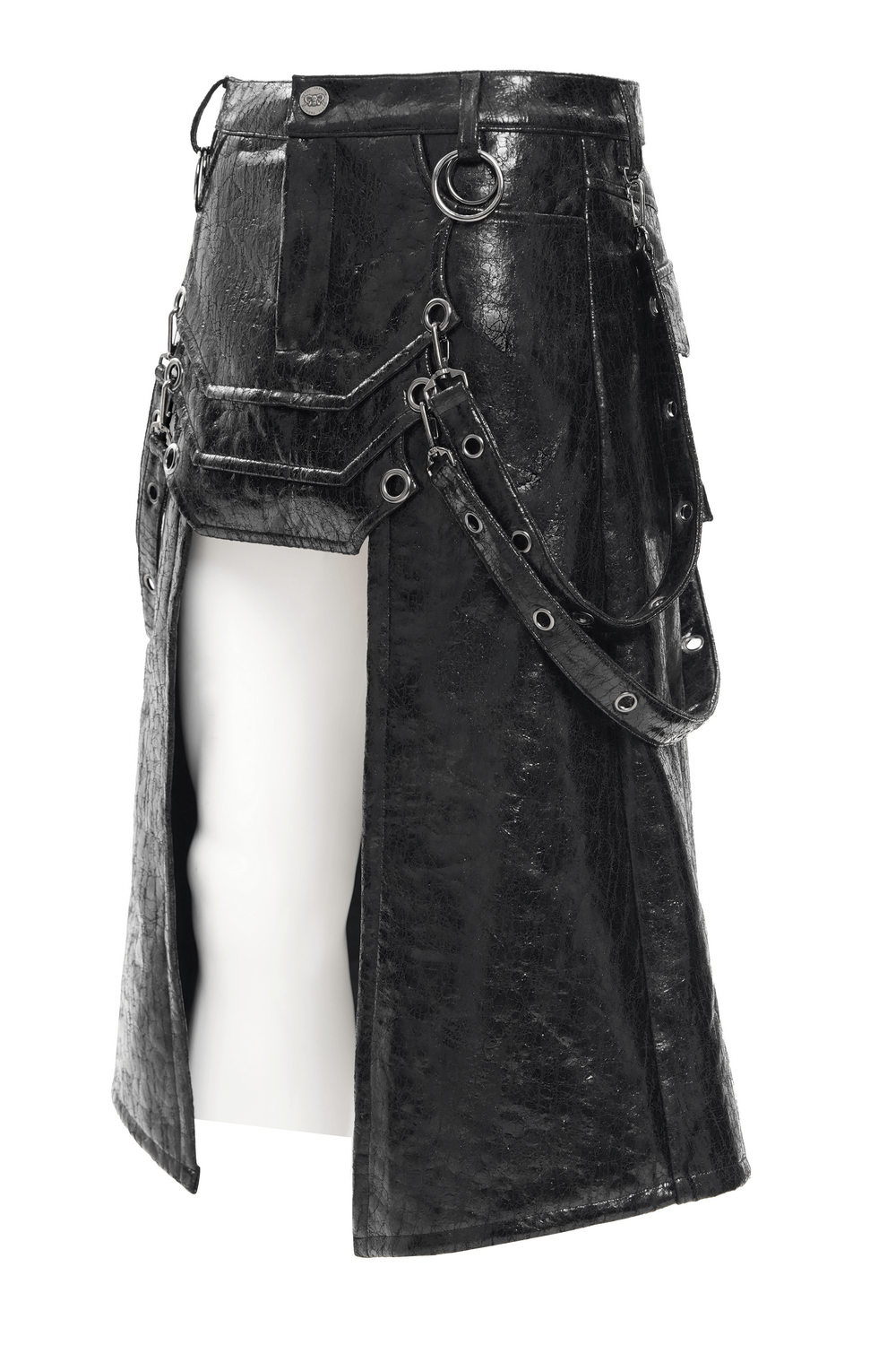 Gothic Faux Leather Skirt with Straps and Buckles