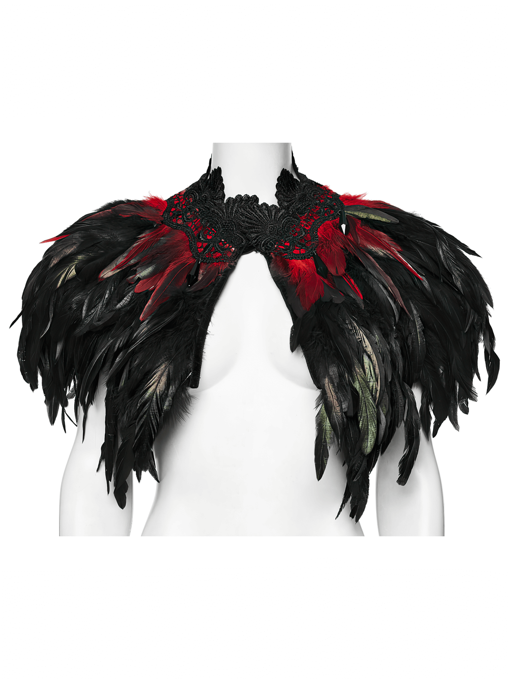 Gothic Feather and Lace Cape with Reversible Design
